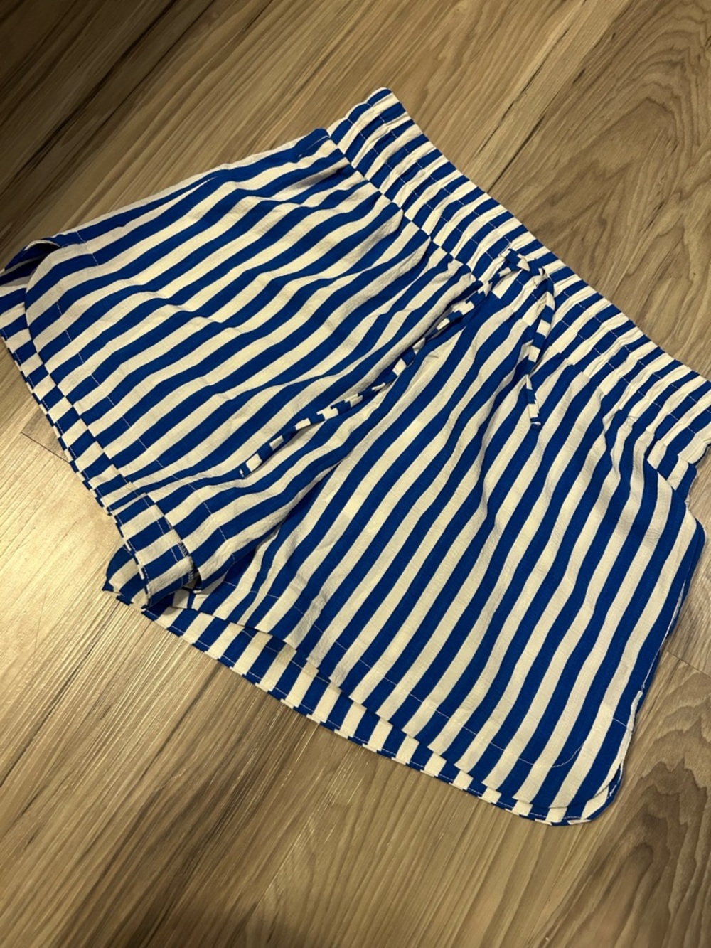 Blue and White Striped Women’s Casual Shorts